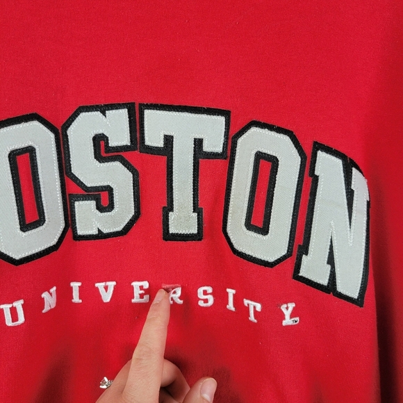 Vintage Champion Eco Fleece Boston University Crewneck Sweatshirt Red Size Large - Picture 3 of 9
